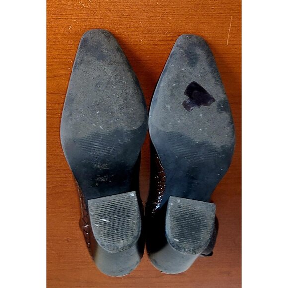 ASOS Chelsea Boots Mens Sz.11 Brown Faux Snakeskin Pointed Toe Zip Up Block Heel - Picture 10 of 10